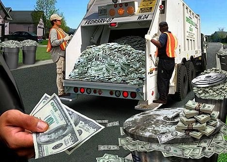 dollar bill trash